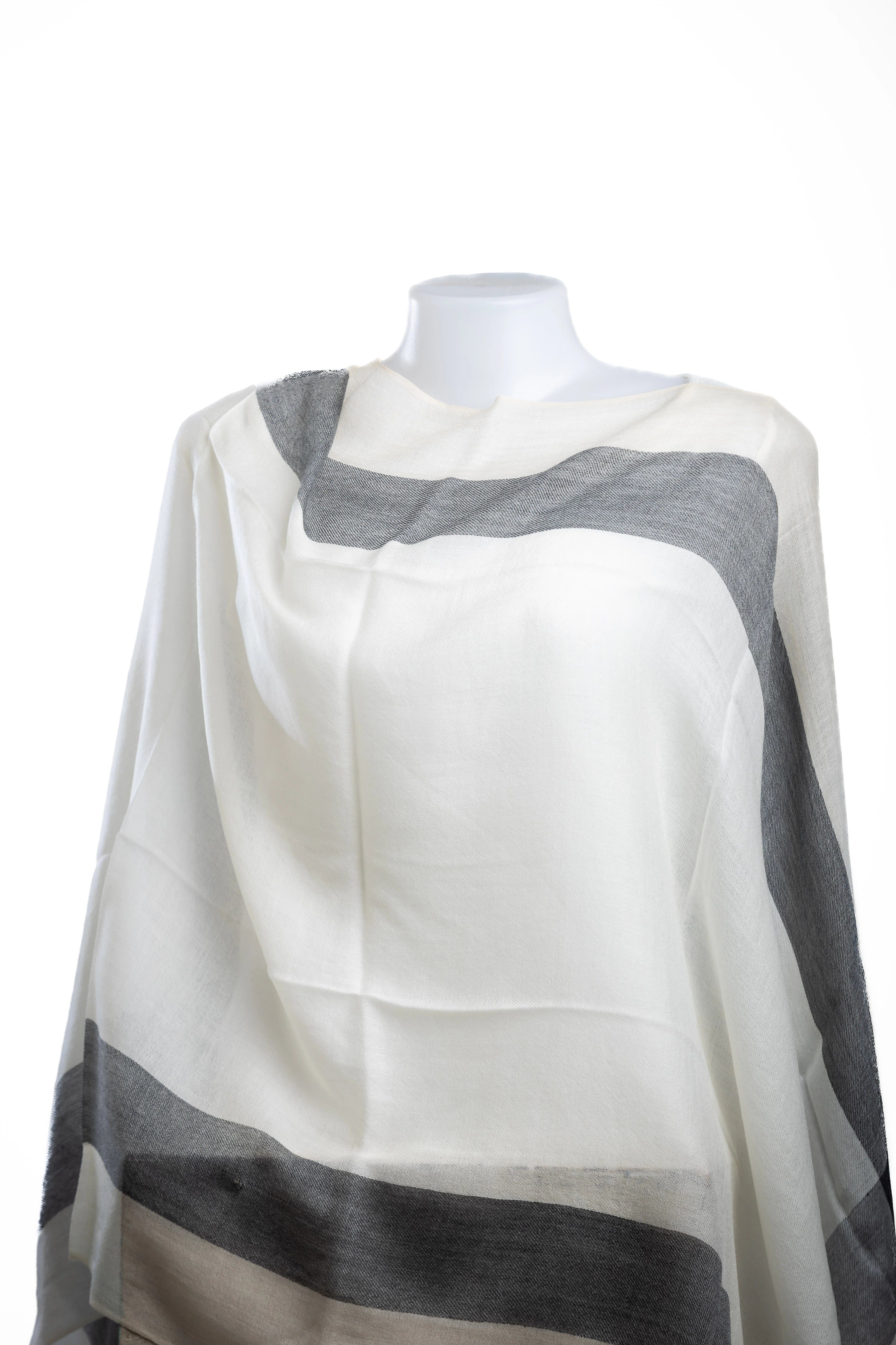 Artisan Merino Shawl – The Slate & Ivory Border Weave