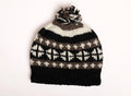 Knitted hat with a pattern on a white background
