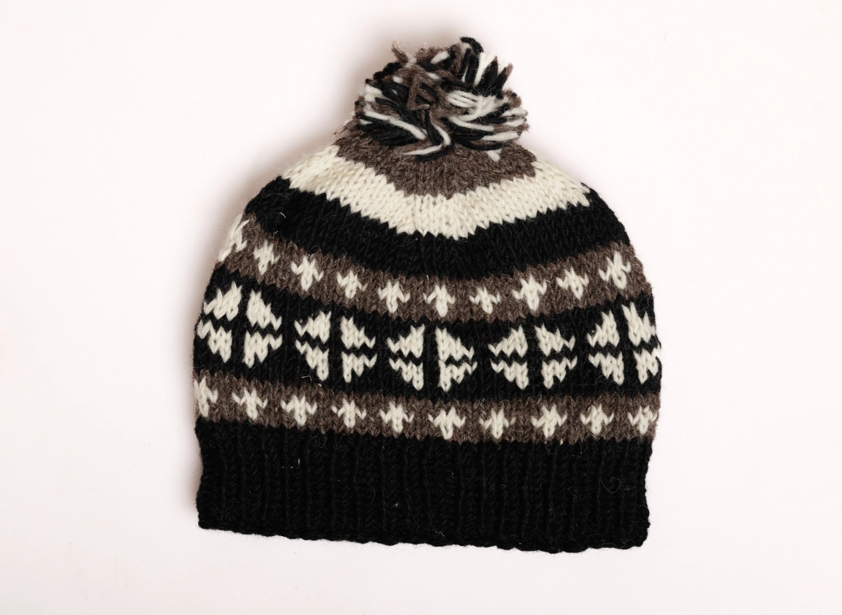 Knitted hat with a pattern on a white background