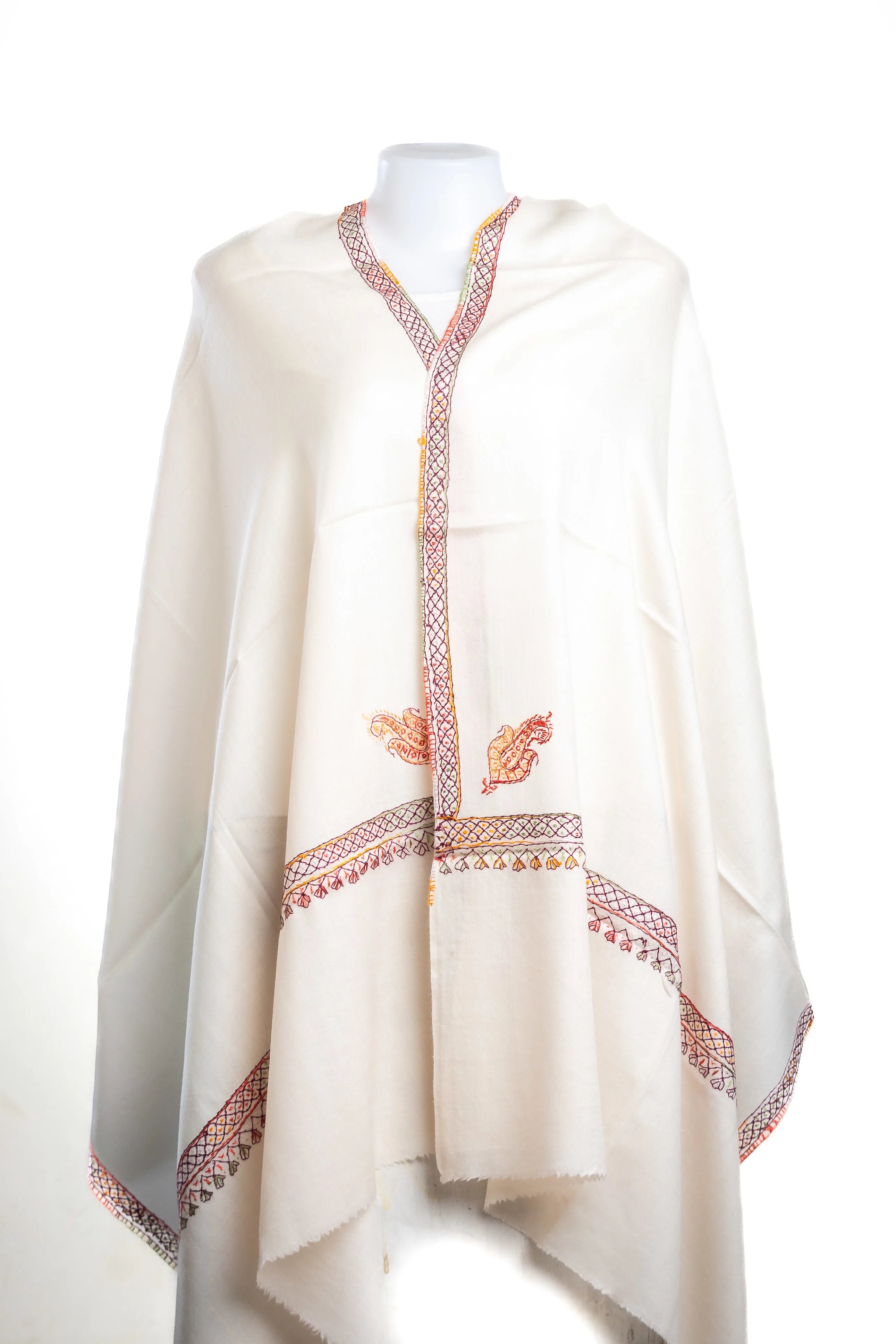 Artisan Embroidered Merino Shawl – The Gilded Blossom