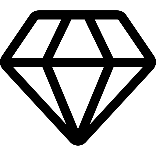 Black outline of a diamond on a white background