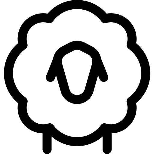 Black icon of a sheep on a white background