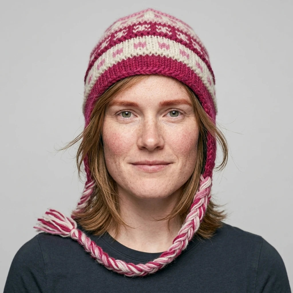 Earflap Beanie — On Model - Close-up Detail | Generated by Modelize