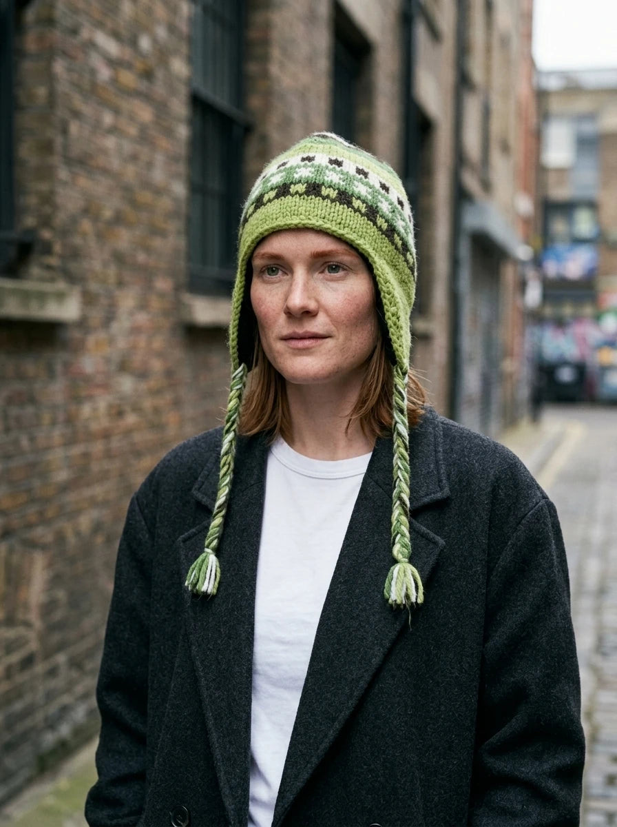 Knit Earflap Beanie — On Model - Street Style | Generated by Modelize
