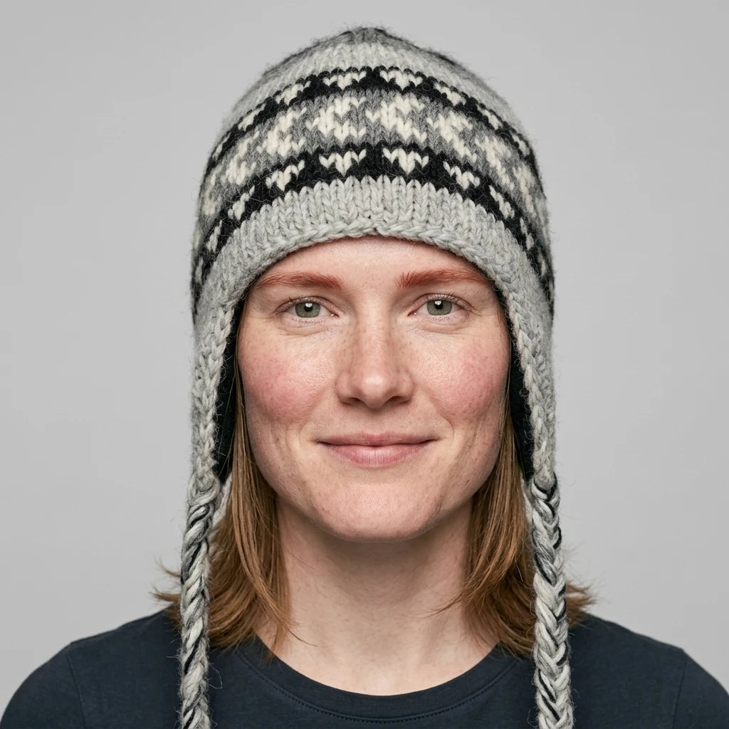 Earflap beanie — On Model - Close-up Detail | Generated by Modelize