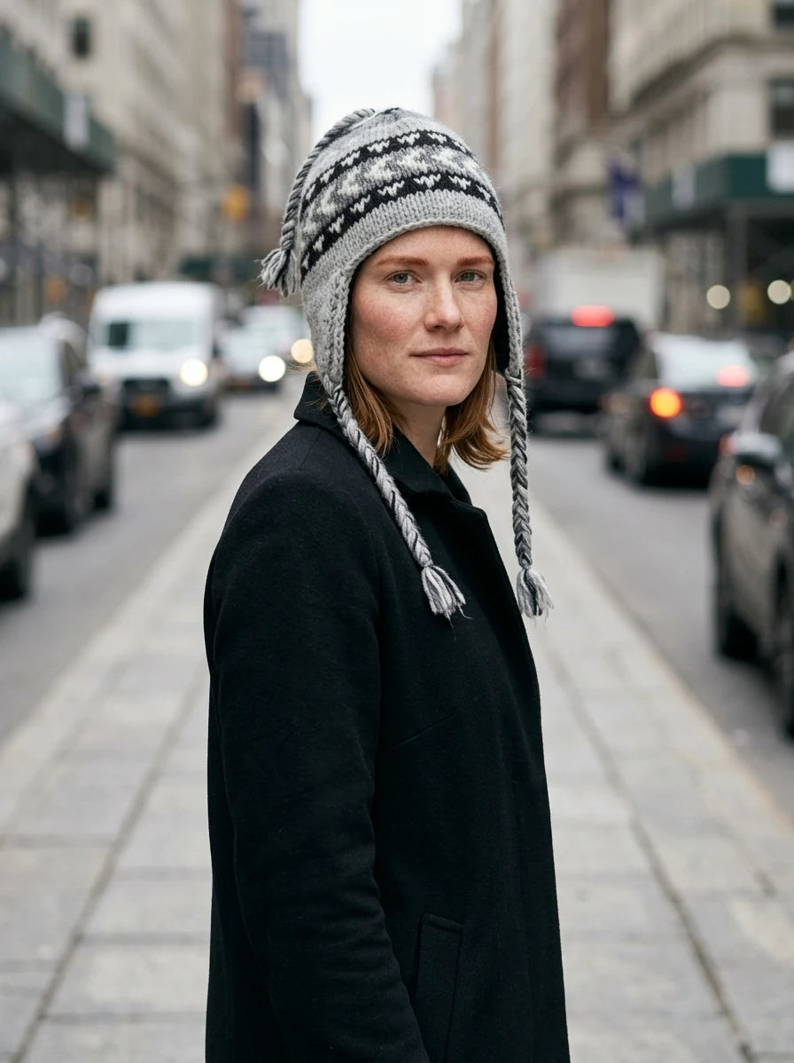 Earflap beanie / Chullo — On Model - Street Style | Generated by Modelize