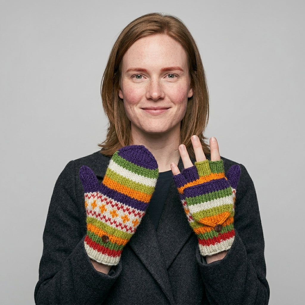 convertible knit mittens — On Model - Accessories Focus | Generated by Modelize